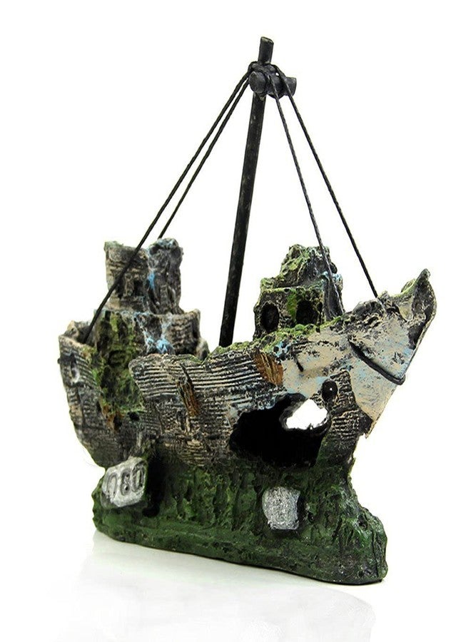 Superdream Resin Fishing Boat Aquarium Ornament Plastic Decoration Sunken Pirate Ship Theme - Image 2